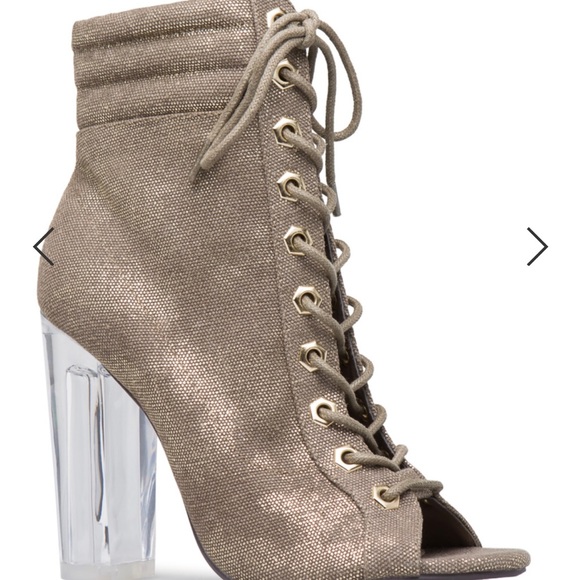 Gold lace-up bootie w/ clear 4inch heel - Picture 2 of 2